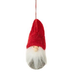 Silver Tree Santa Gnome Felt Ornament In Red/ Grey/ White NWT